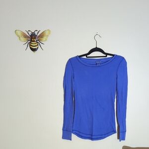 Mossimo Supply Co. Fitted Blue Long Sleeve Tee